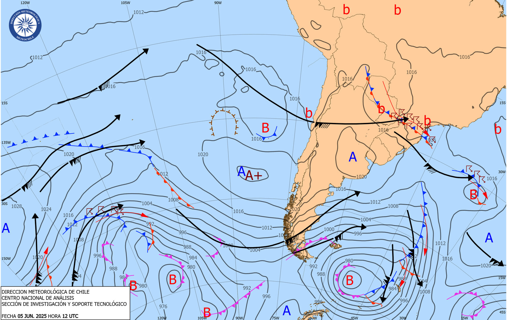 carta sinoptica 20250605 12UTC