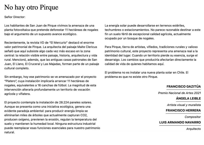 icarta No soy ptro Pirque