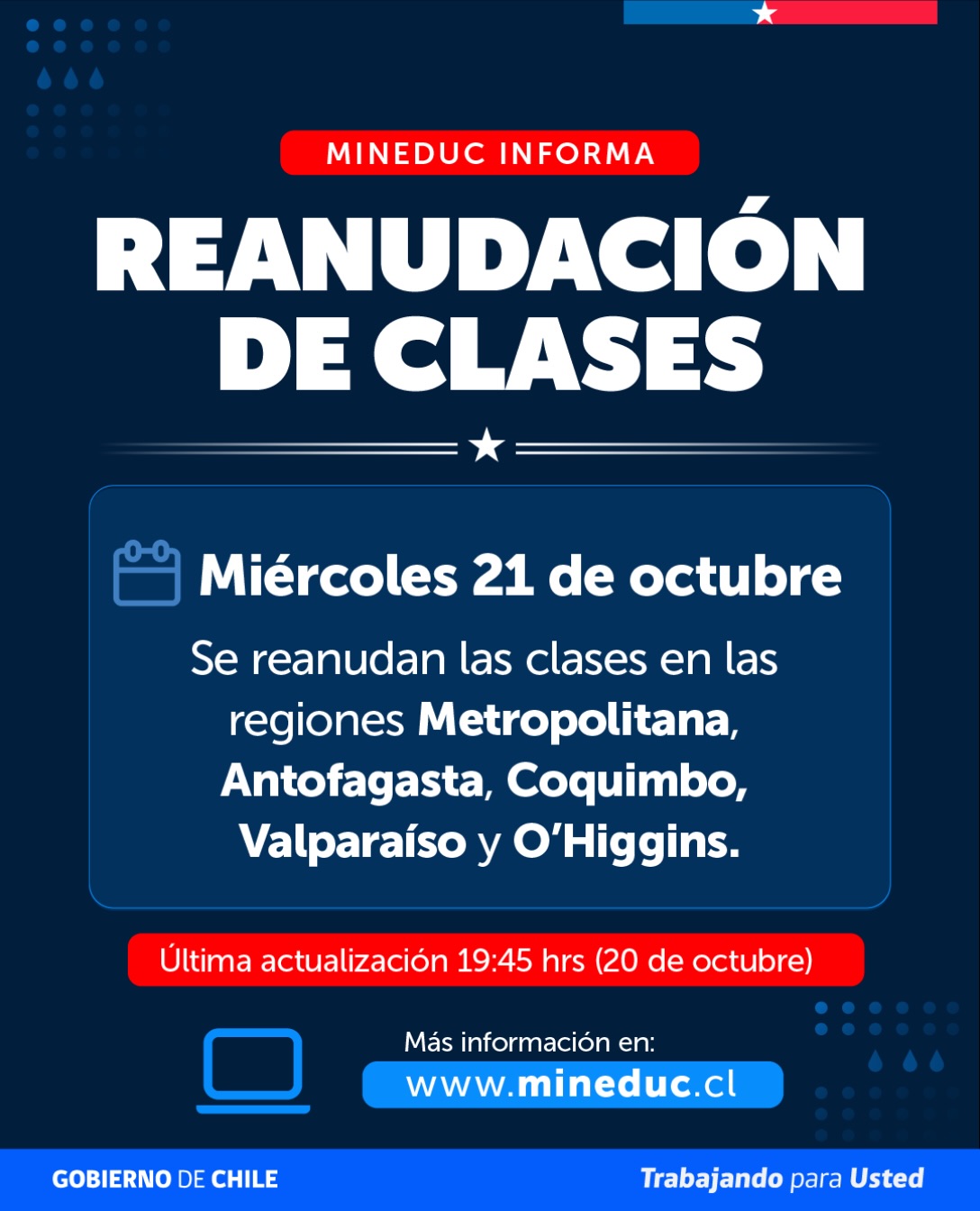 miércoles 21 de octubre reanudan