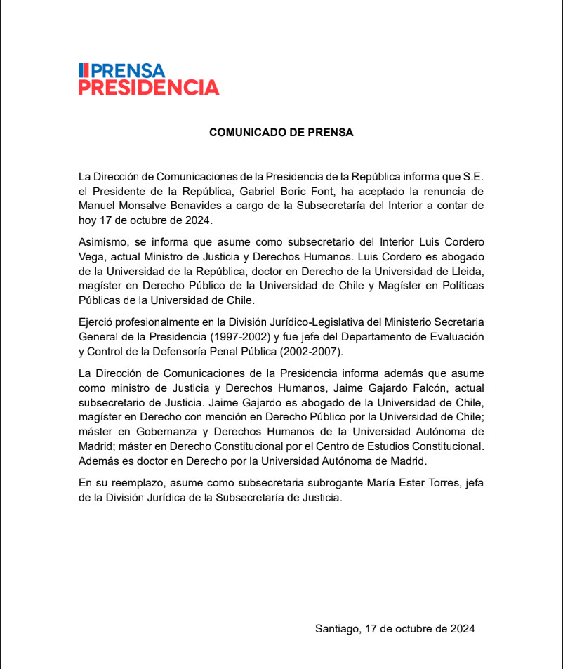 presidencia comunicado